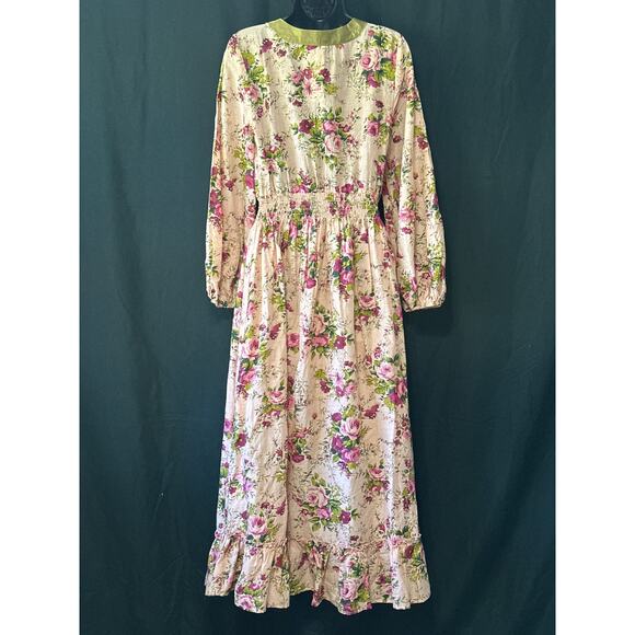 Aratta Silent Journey Artisan Maxi Floral Dress XS Pink Coquette Cottagecore - Picture 9 of 16